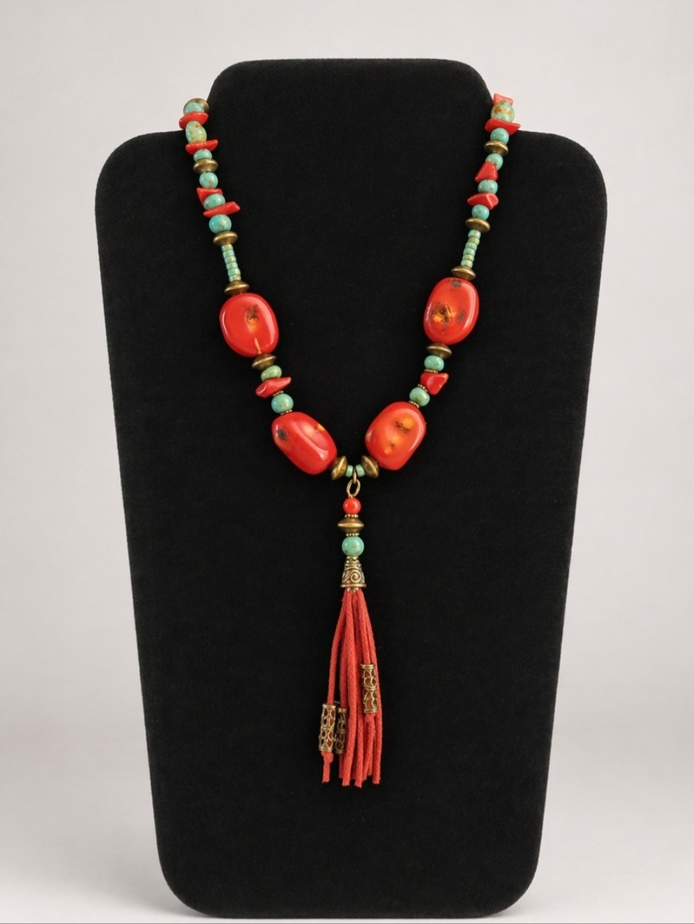 Sterling Silver Components Turquoise Coral Handmade Necklace